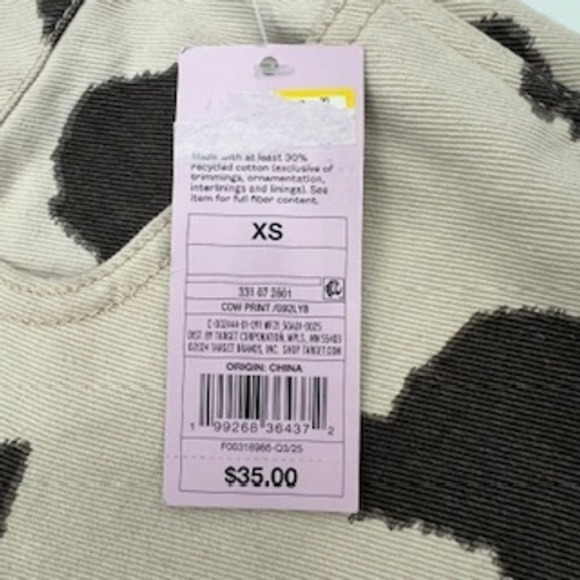 Wild Fable Womens Brown Cow Print High Rise Wide Leg Denim Pants XS New - Picture 2 of 13